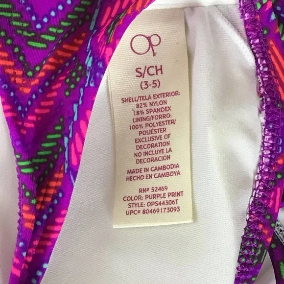OP | Purple Geometric Juniors Bandeau Bikini S - Picture 4 of 8
